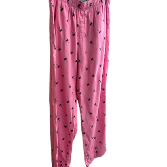 PINK VS Palm Trees Print 🌴 Flannel Pajama Pants Sz:Small-OVERSIZED ..NWOT - Picture 10 of 15